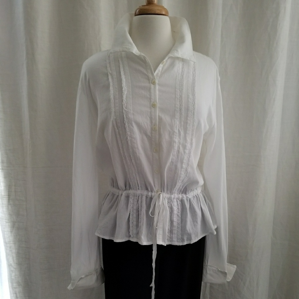 Banana Republic White Blouse w/ Lace Details